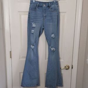 Rue21 Light Blue Distressed Flare Jeans